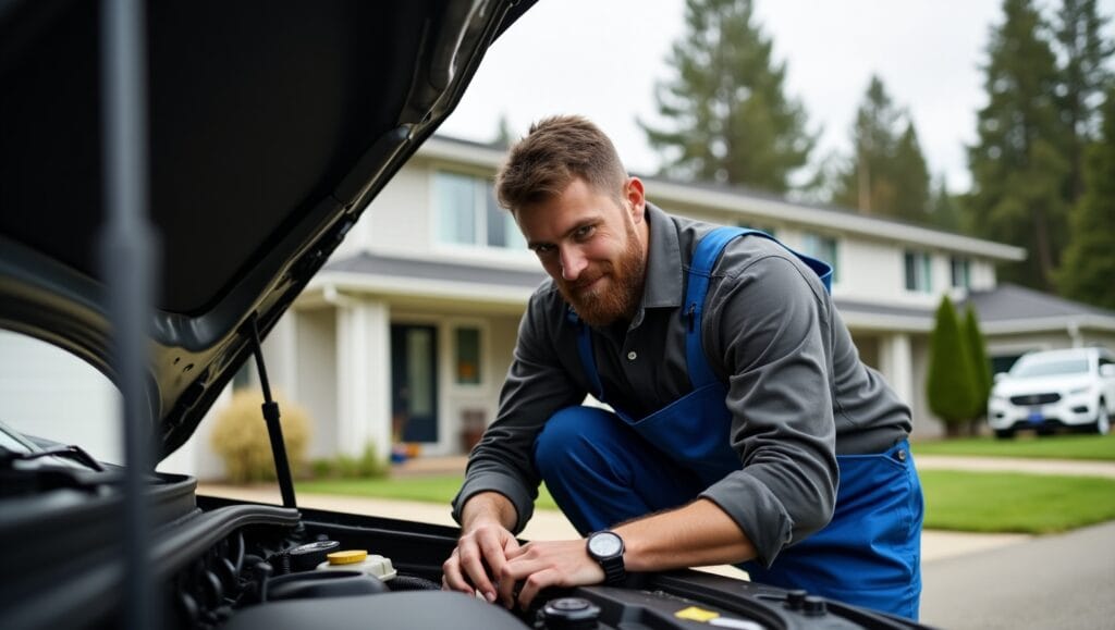 Spokane mobile mechanic using diagnostic tools on-site